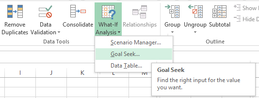 Goal seek excel
