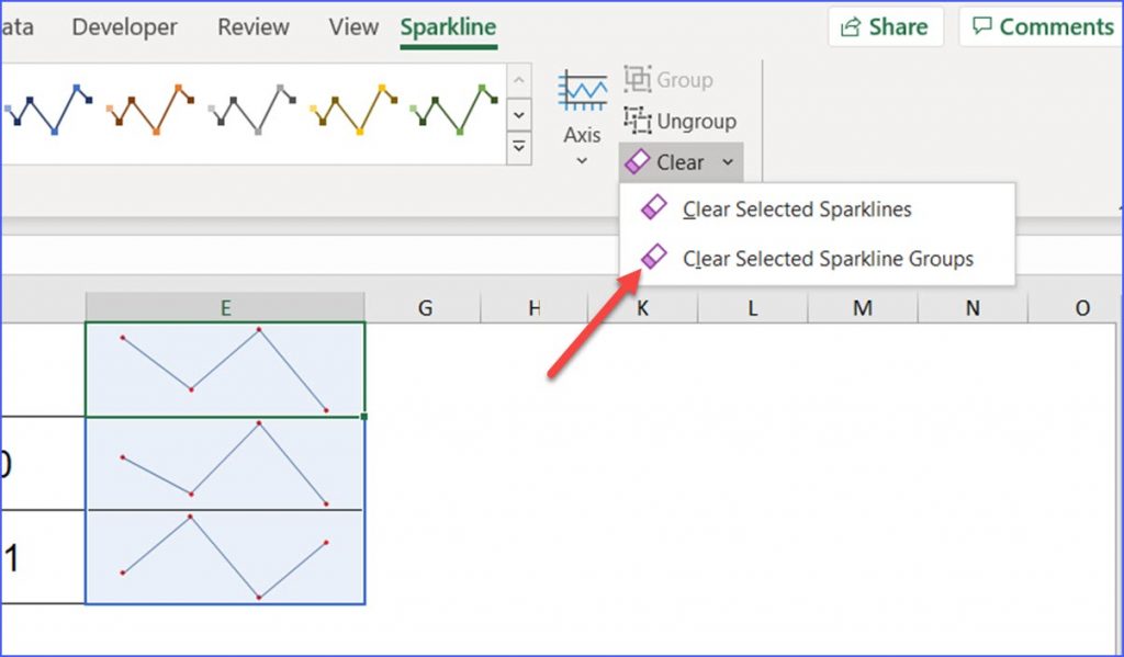 How to clear the sparklines