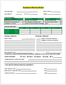 60 employee warning notice form templates excelshe