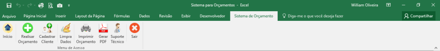 Planilha para Gerar orçamento em Excel e salvar em PDF