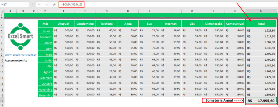 Como somar no Excel