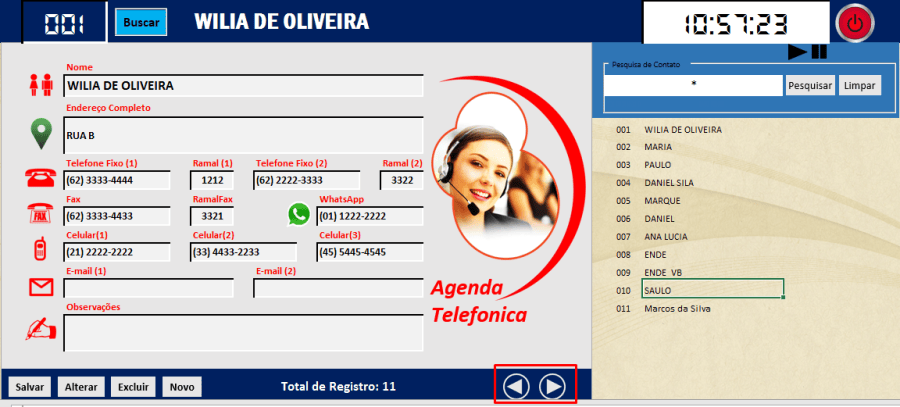 Planilha agenda de contato corporativo em Excel