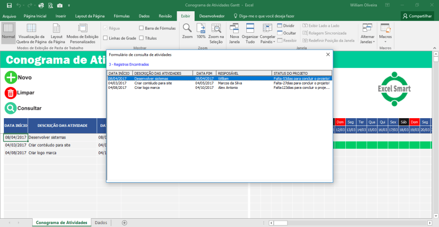 Planilha controle de atividades diária em Excel