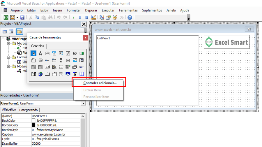 Como preencher listview no Excel VBA 2016
