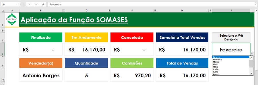 Somar dados através de vários critérios com a função SOMASES do Excel