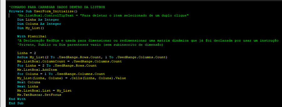 Como Preencher Dados da Planilha na ListBox com VBA