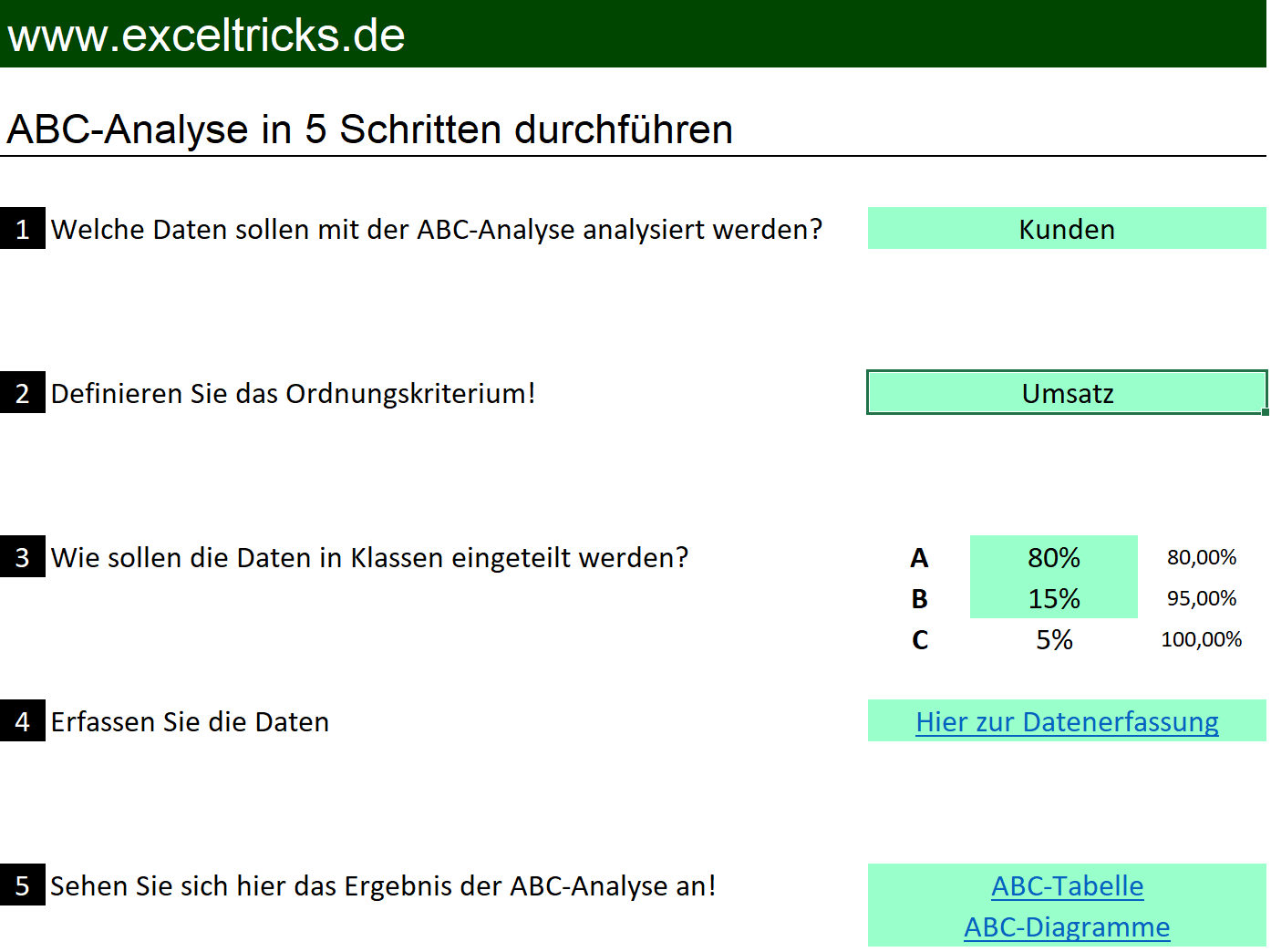 Mit dieser Excel-Vorlage können Sie schnell und einfach eine ABC ...