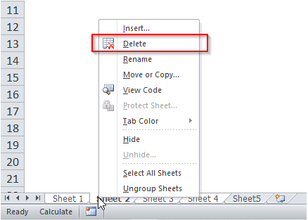 How to delete multiple worksheets at one go in excel
