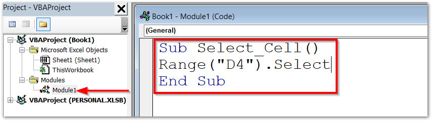 Select cells and ranges using vba in excel