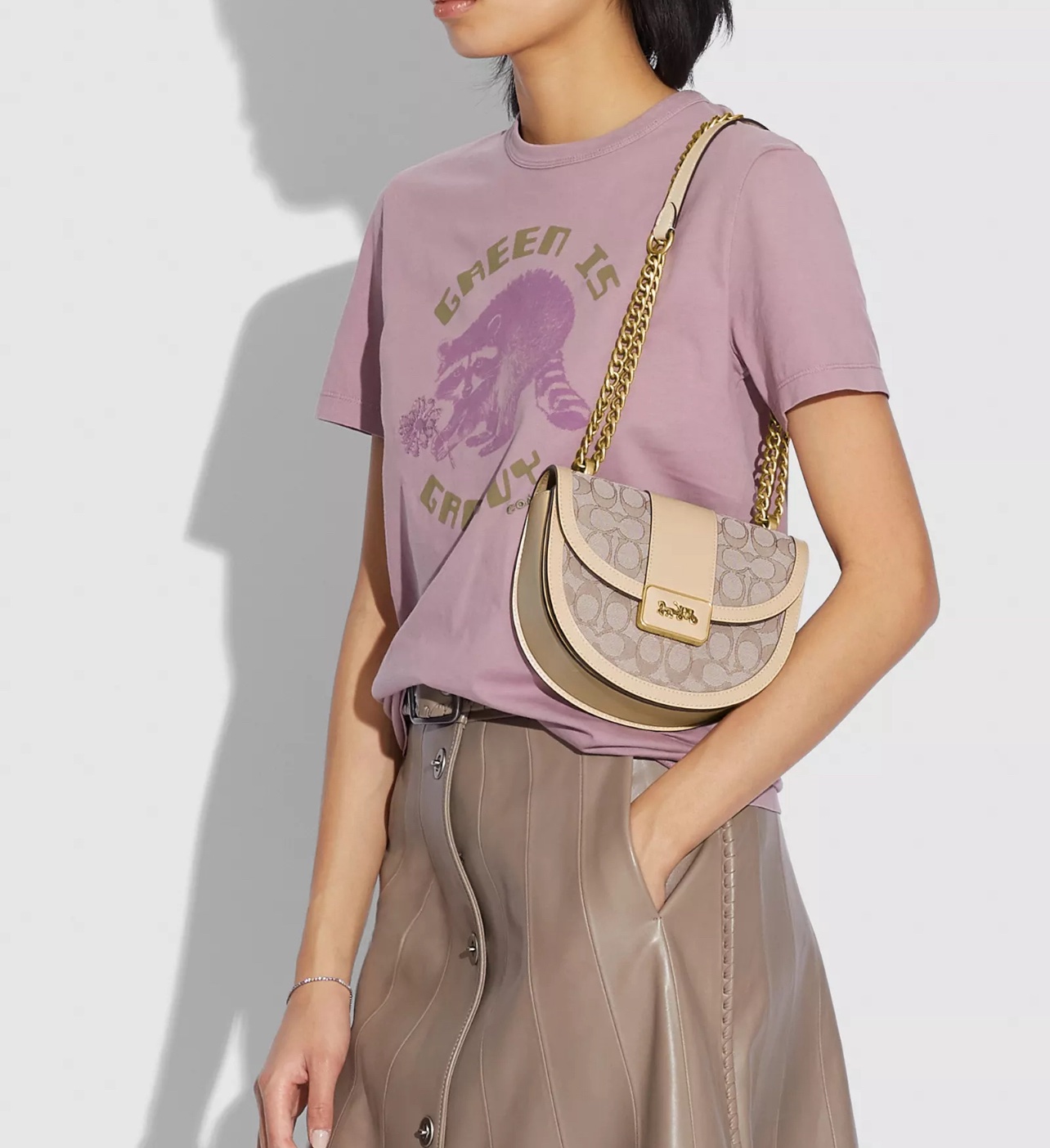 coach alie belt bag in signature jacquard