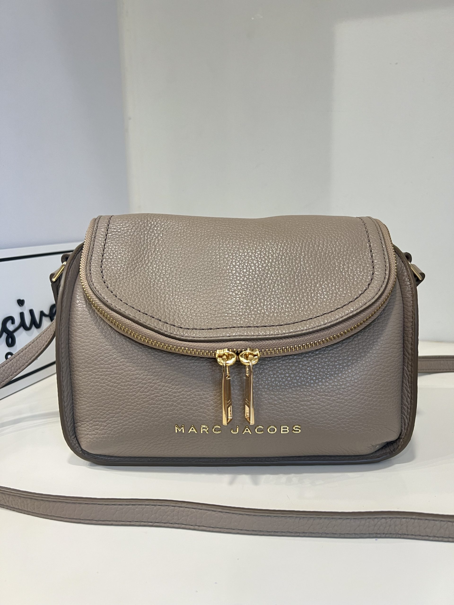 Marc Jacobs The Groove Leather Mini Messenger Bag in Greige