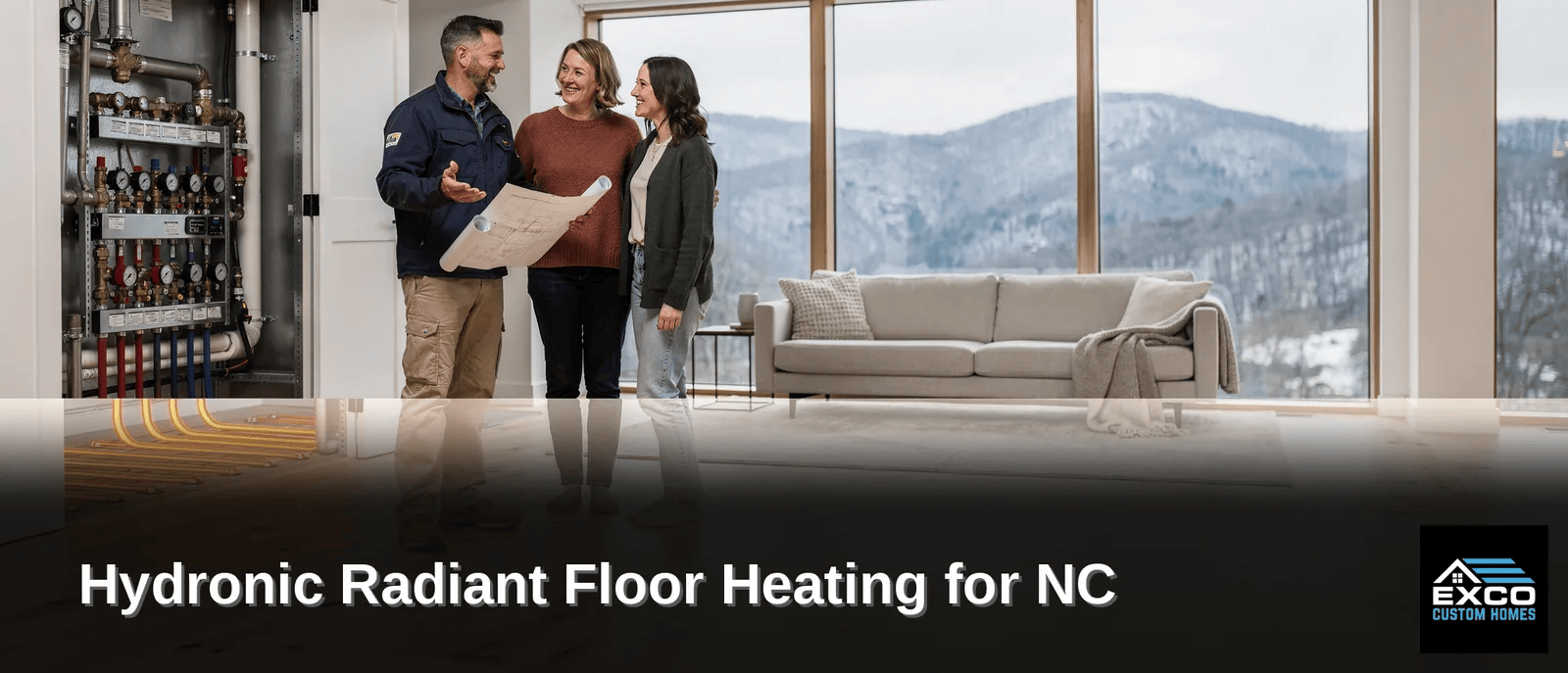 Hydronic radiant floor heating is a preferred space heating method for mountain homes in North