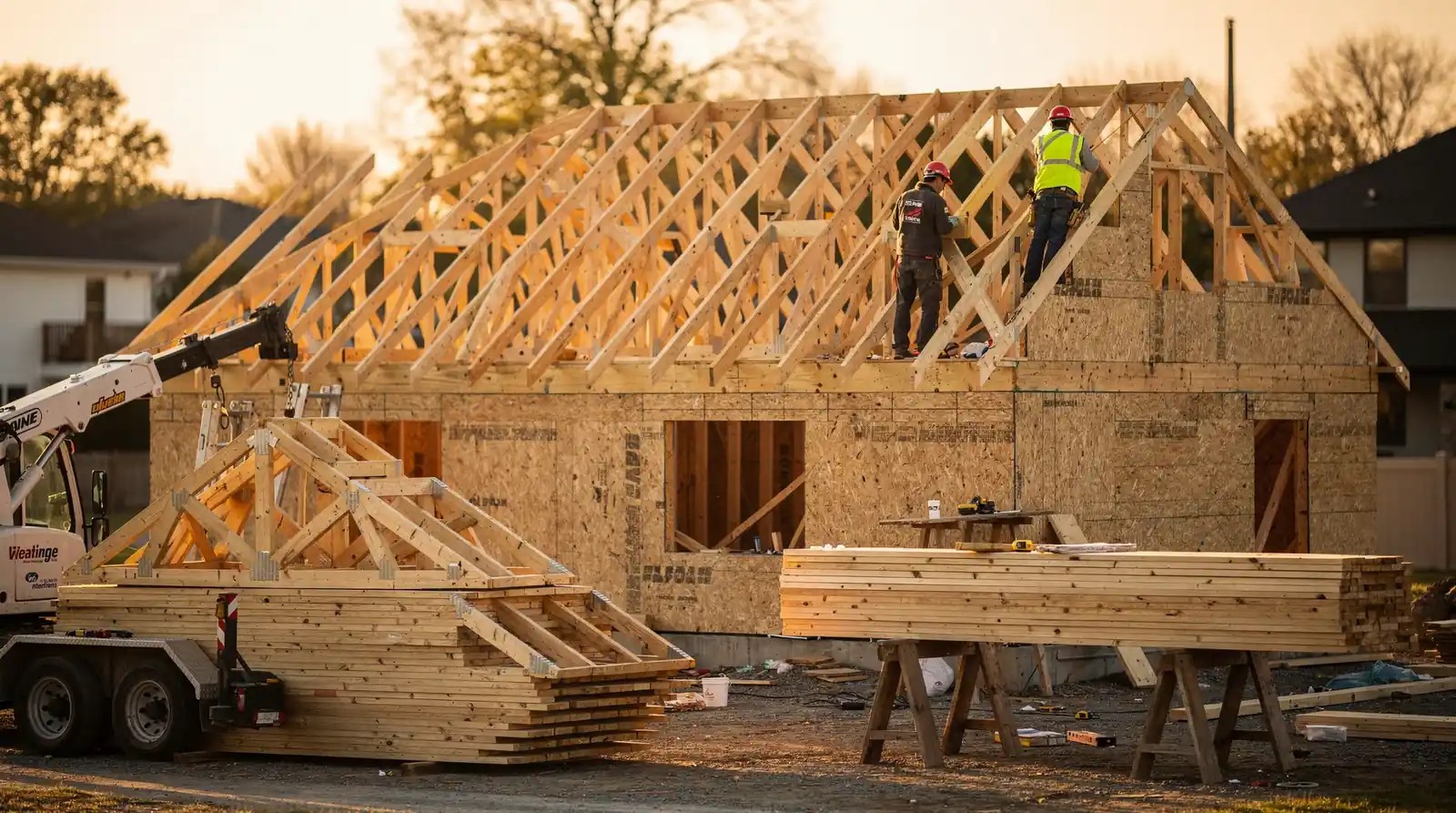 Truss roofs can be more cost-effective for standard roof designs because they are mass-produced