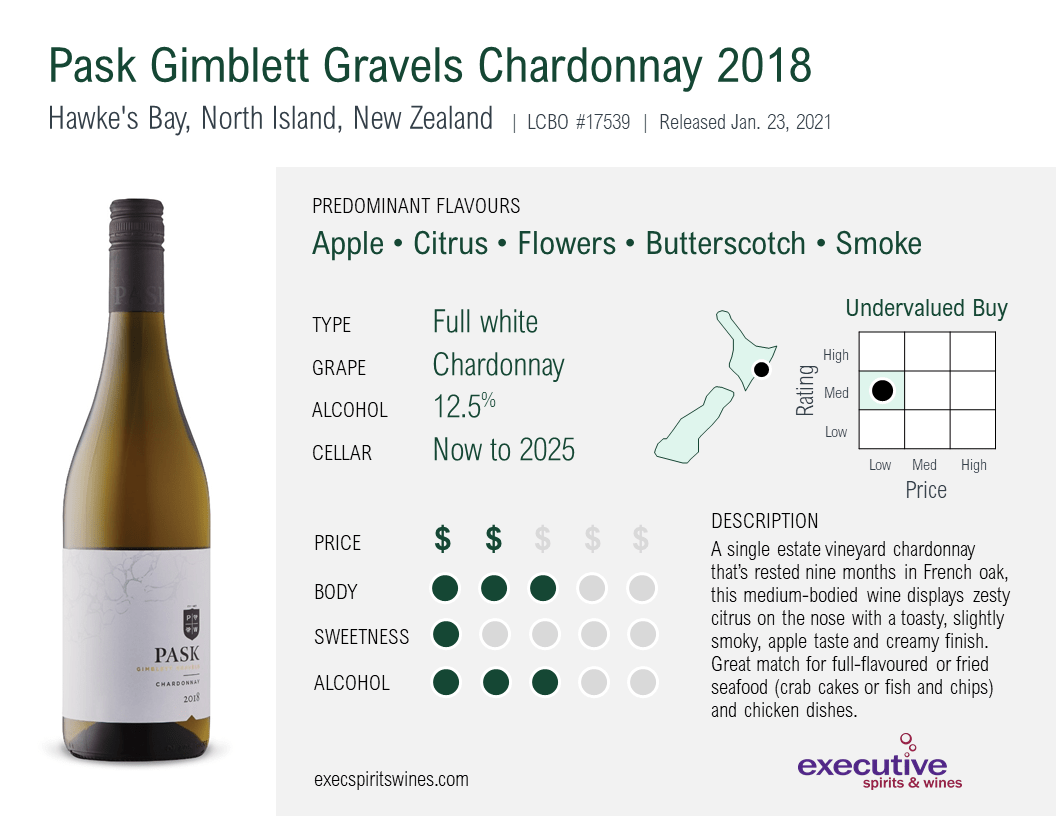 Hawke's Bay, New Zealand, Chardonnay, Apple, Citrus, Butterscotch, Smoke, 2018