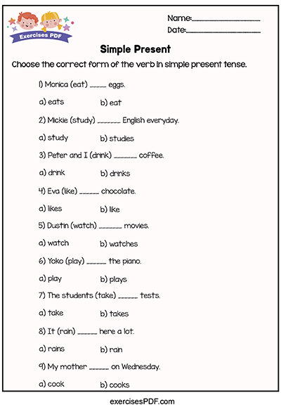 Present simple exercises pdf