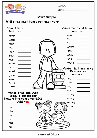 write the past tense for each verb exercises pdf