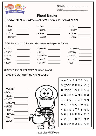 write the plural form of each word exercises pdf