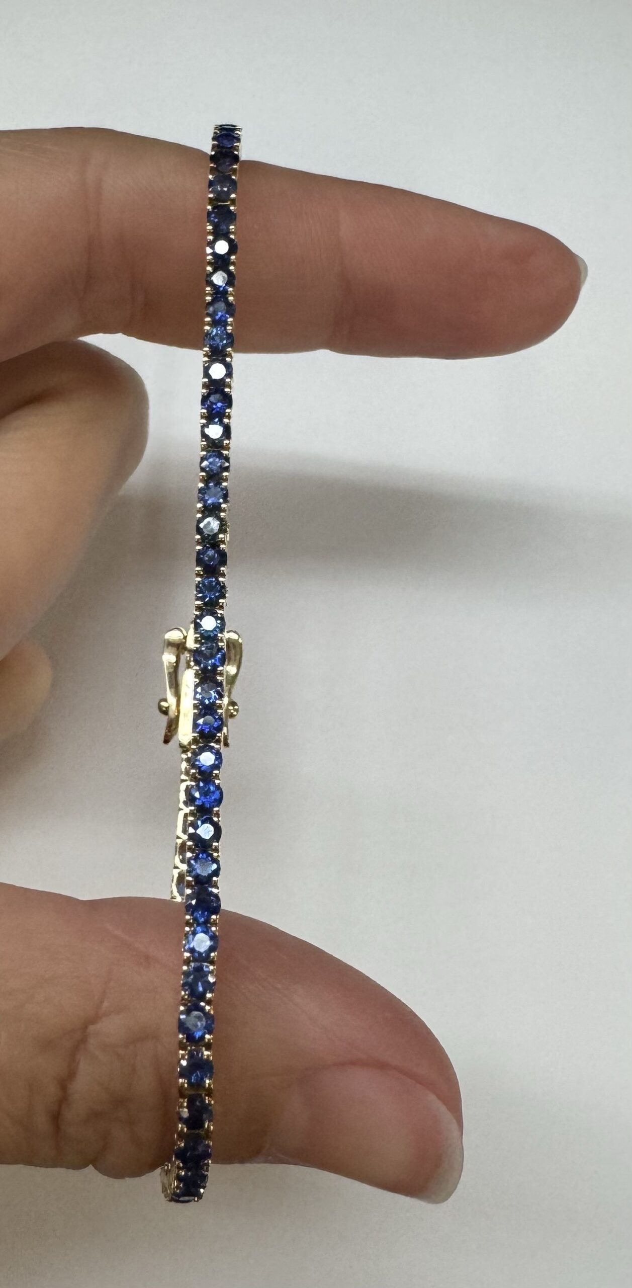 14k Yellow Gold Genuine 4.40 Cttw Sapphire Tennis Bracelet