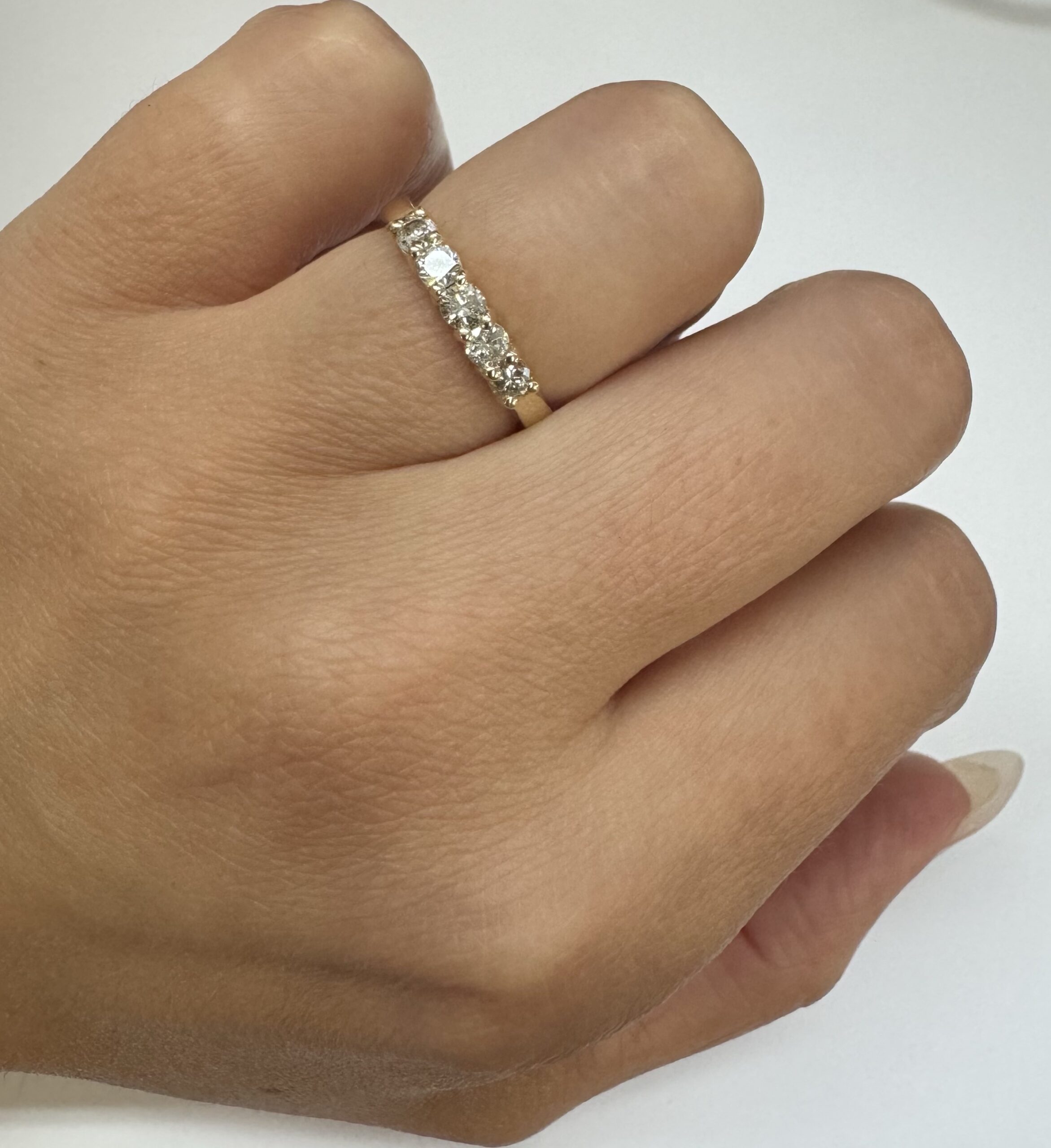 14k Yellow Gold 5 Stone .52 Cttw Genuine Round Brilliant Cut