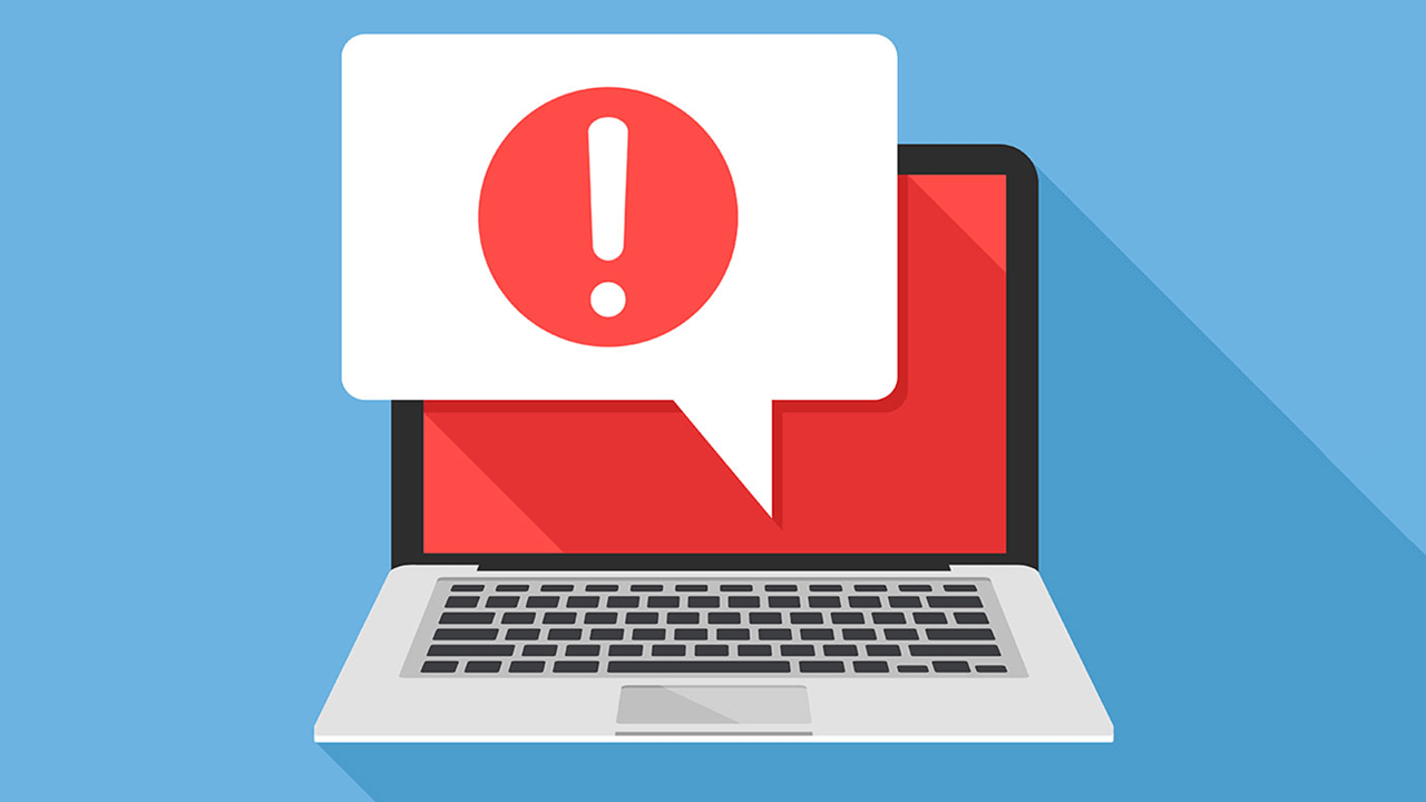 Computer with error representing service disruption