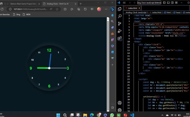 Real-Time Analog Clock Using HTML, CSS, And JavaScript