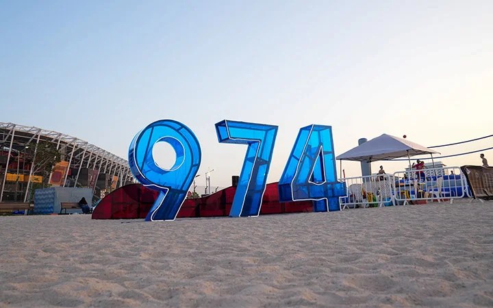 Iconic 974 sign at 974 Beach Qatar near Doha Port
