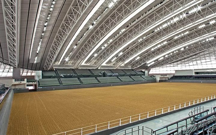 Spacious indoor equestrian arena at Al Shaqab Doha Qatar
