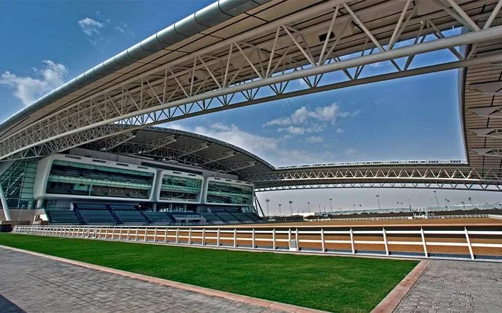 Modern outdoor arena at Al Shaqab Equestrian Complex in Doha Qatar