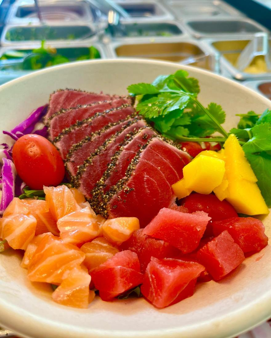 Plate of poke at Poke Me Sushi and Ramen in Chesterfield, Virginia.