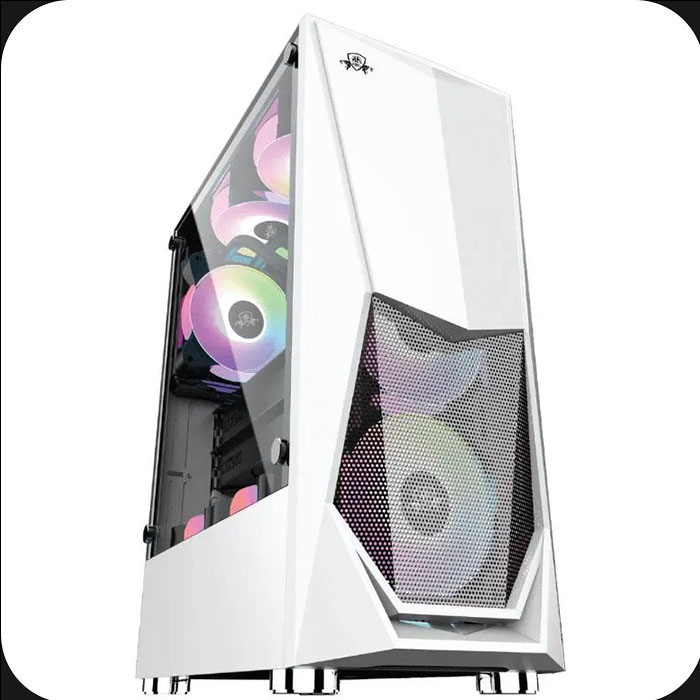 Blazer White Gaming PC Case With AA 222 RGB Fan Blazer Gaming PC Case White 