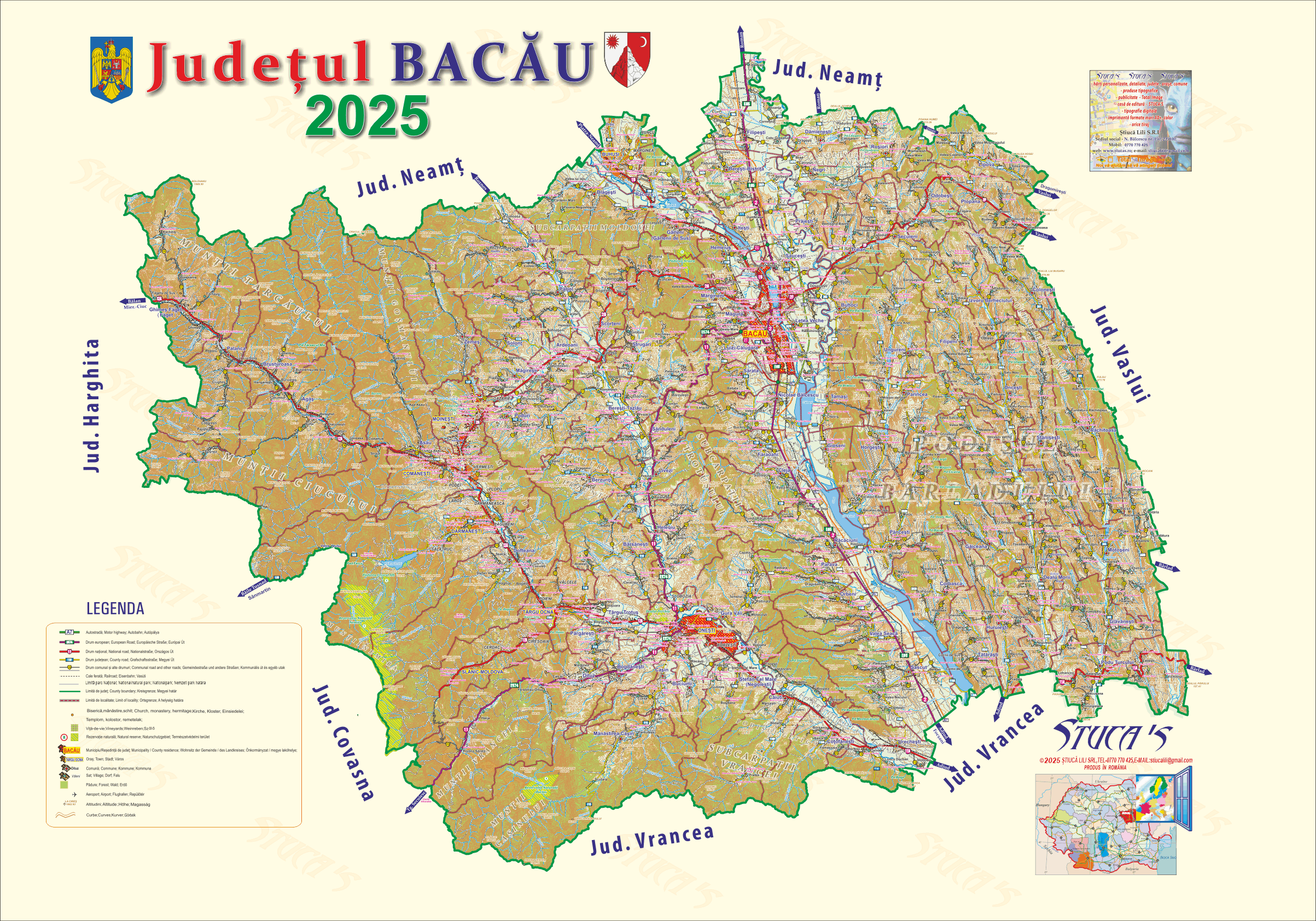 Harta Judetului Bacau ExpertHarti BACAU 2025 