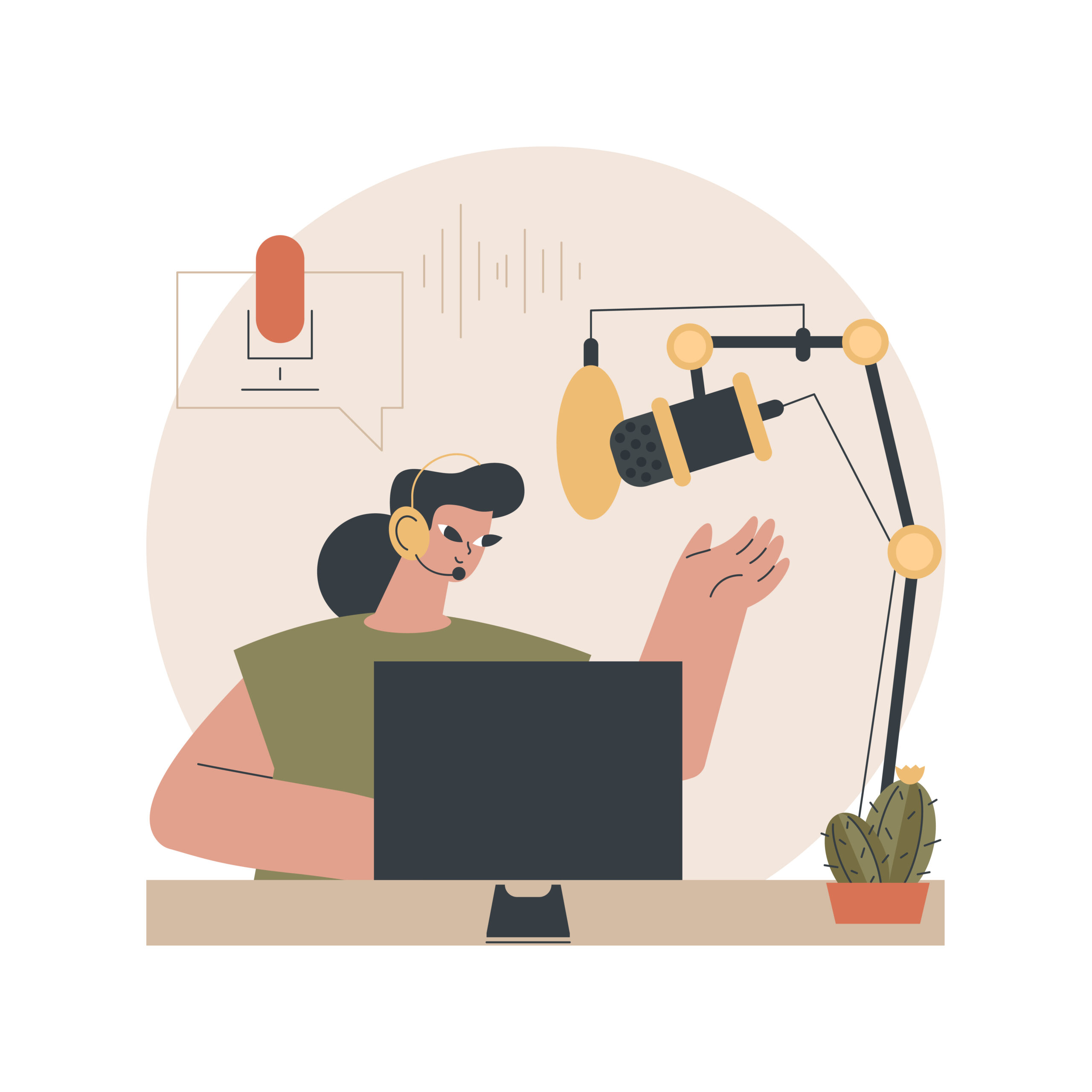 Voice over services abstract concept vector illustration. Voice over recording studio, audio and video production services, narration artist, advertising agency, text to speech abstract metaphor.