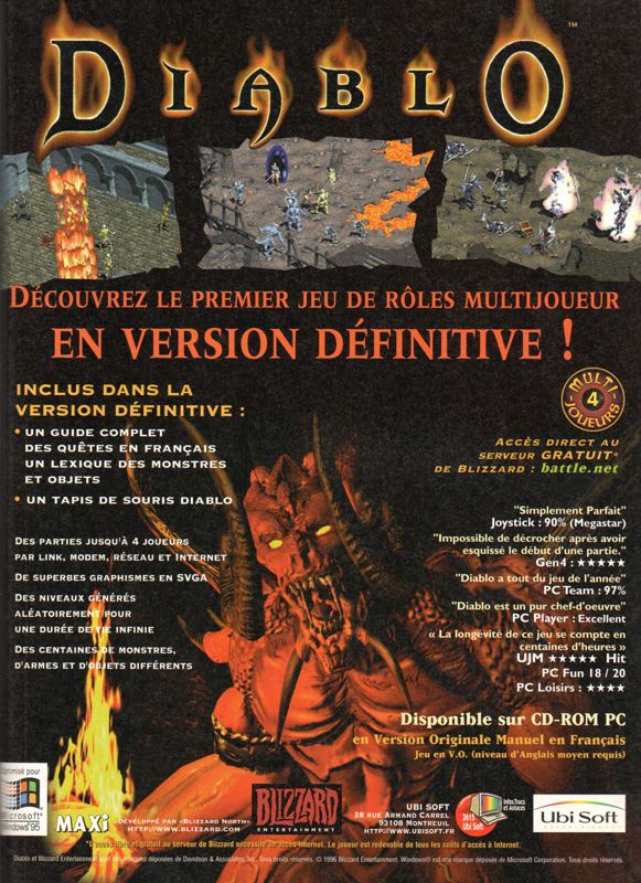 Diablo 1997 fin, Blizzard Entertainment Diablo, quête Tristram, confrontation Seigneur Terreur, catacombes Diablo, dénouement grandiose Diablo, héros sacrifiant Diablo, fin épique Diablo, univers jeu vidéo Diablo, Diablo 1997 chef-d'œuvreDiablo de Blizzard Entertainment (1997)