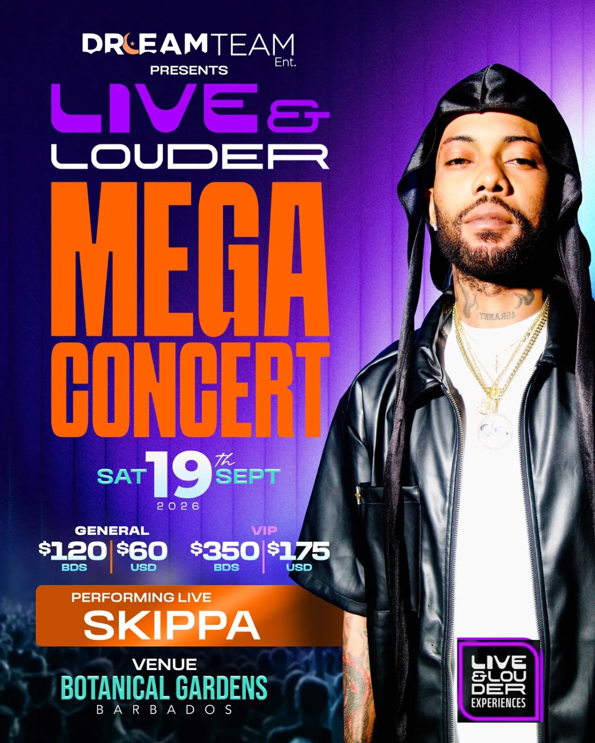 Skippa performing at Live and Louder Barbados