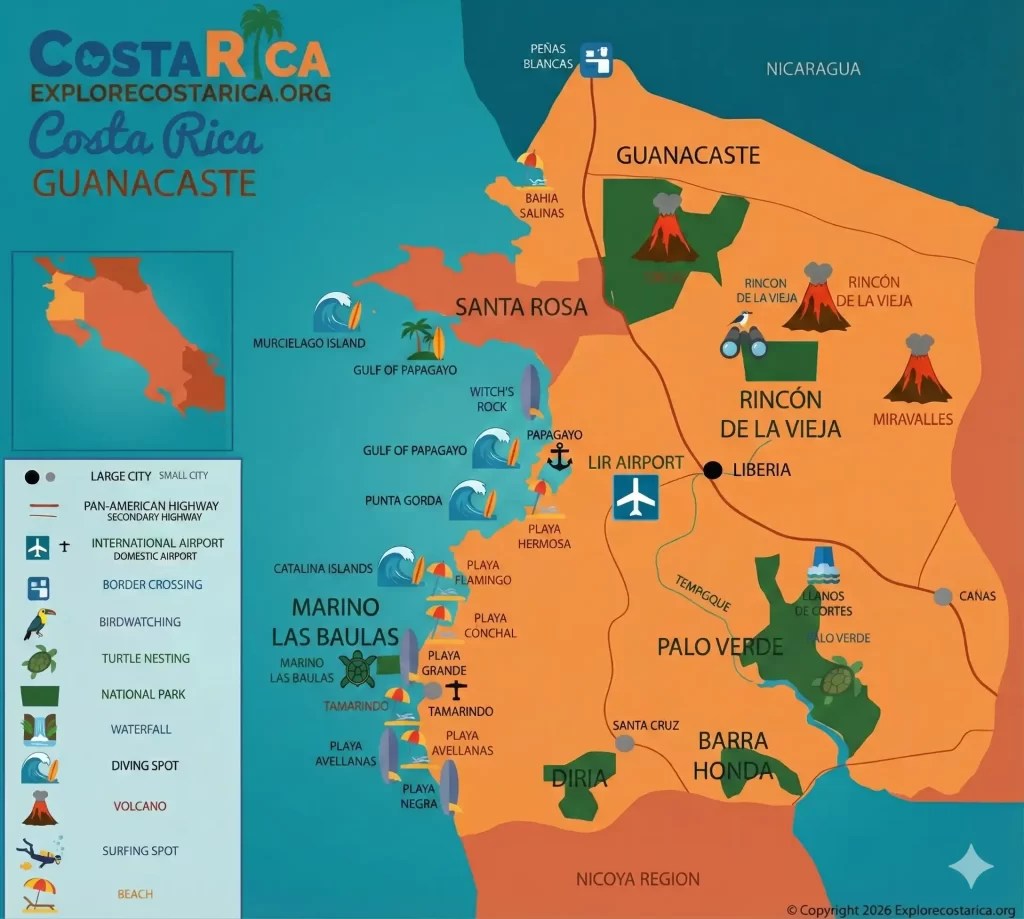 M S All De Las Playas 10 Cosas Que Hacer En Guanacaste Guanacaste Map