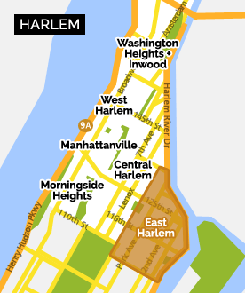 East Harlem El Barrio Explore Harlem NYC Map East Harlem 