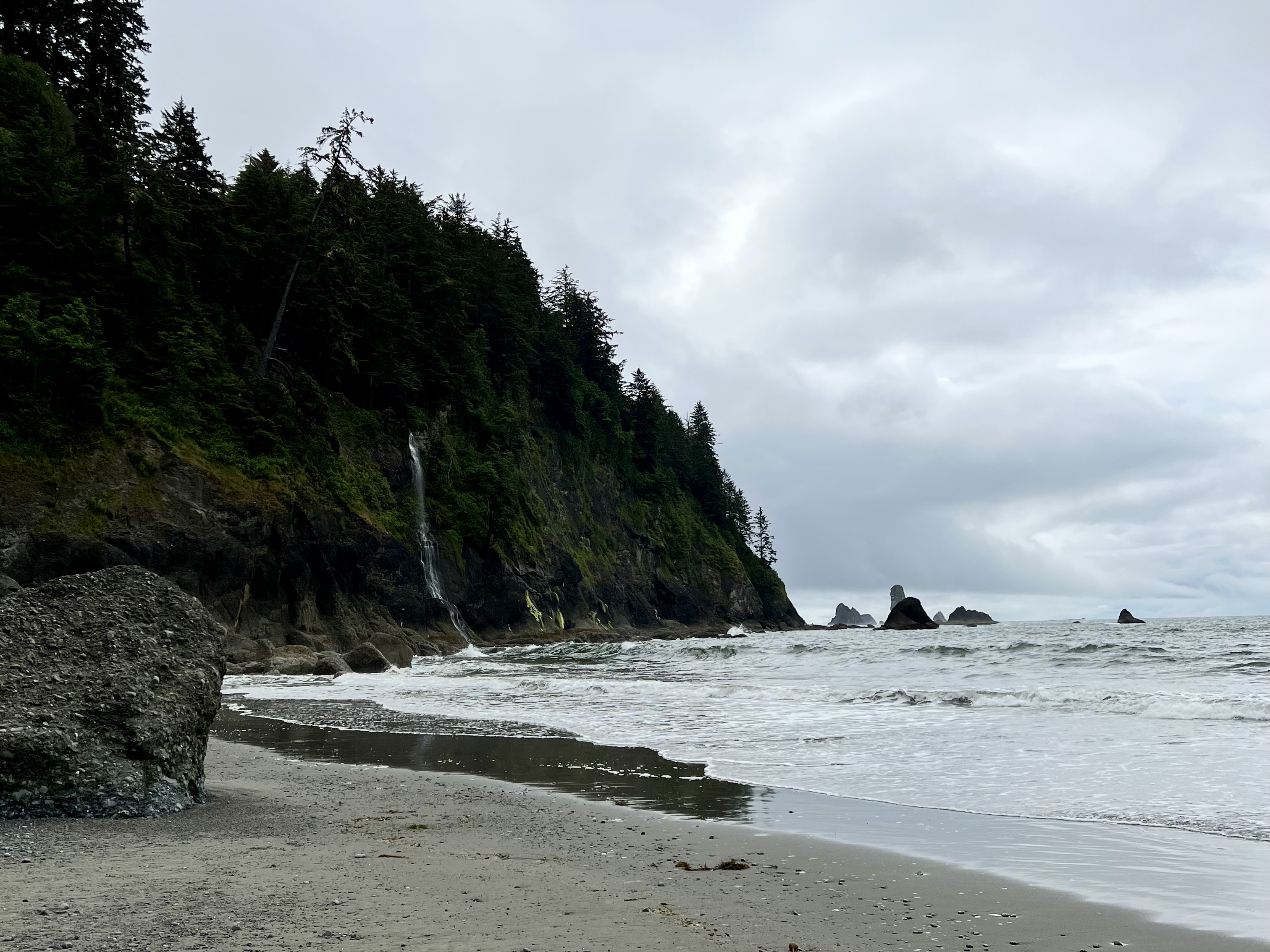 End of Third Beach Waterfall in Olympic National Park