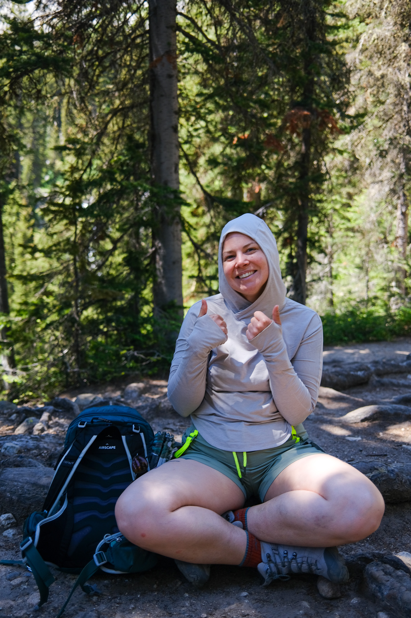 Wearing a sun hoodie is key in the Grand Tetons during the summer months