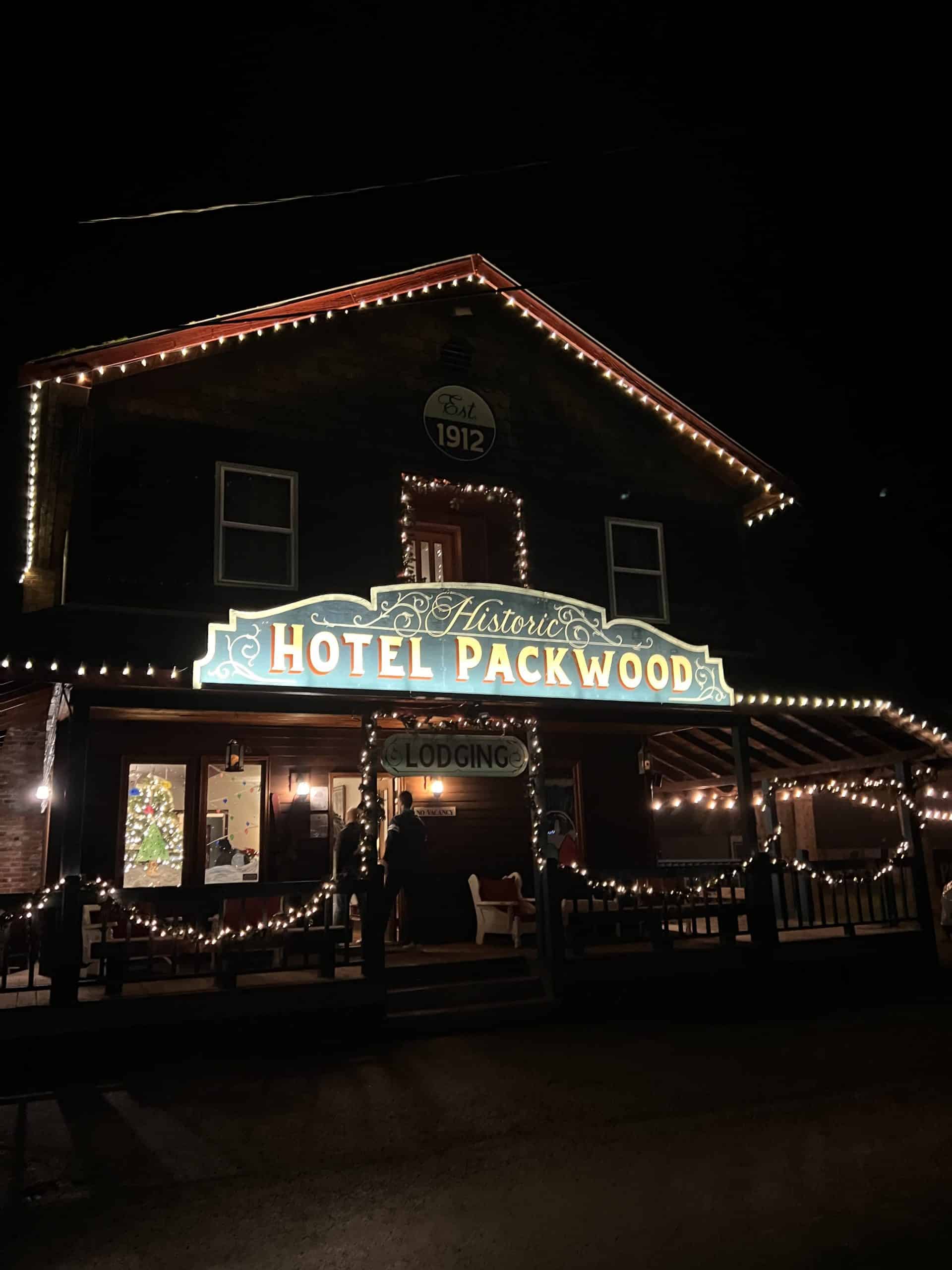 Historic Packwood Hotel at Night
