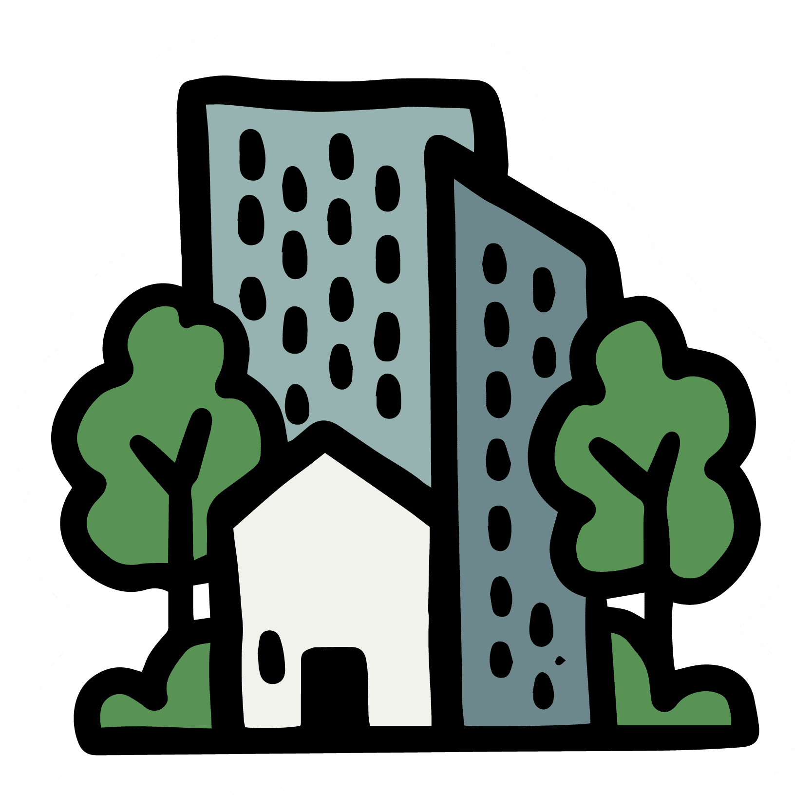 House and tall buildings icon