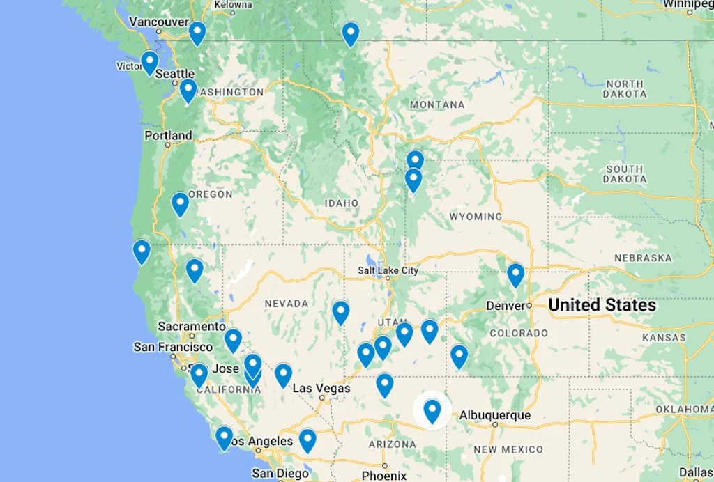 Map Of Us National Parks West National Parks Of The United States Of Best West Coast Us National Parks. 