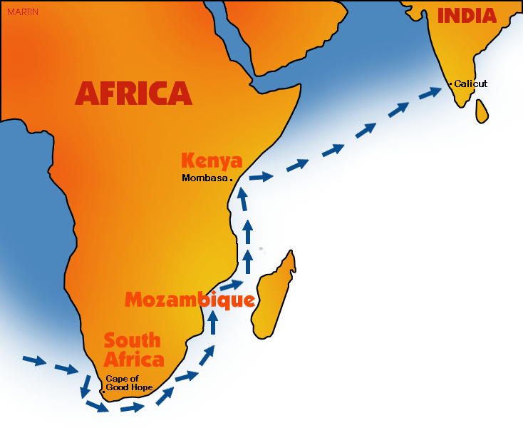 Vasco da gama commanded two more fleets to india. Explorers Clip Art By Phillip Martin Vasco De Gama S Route