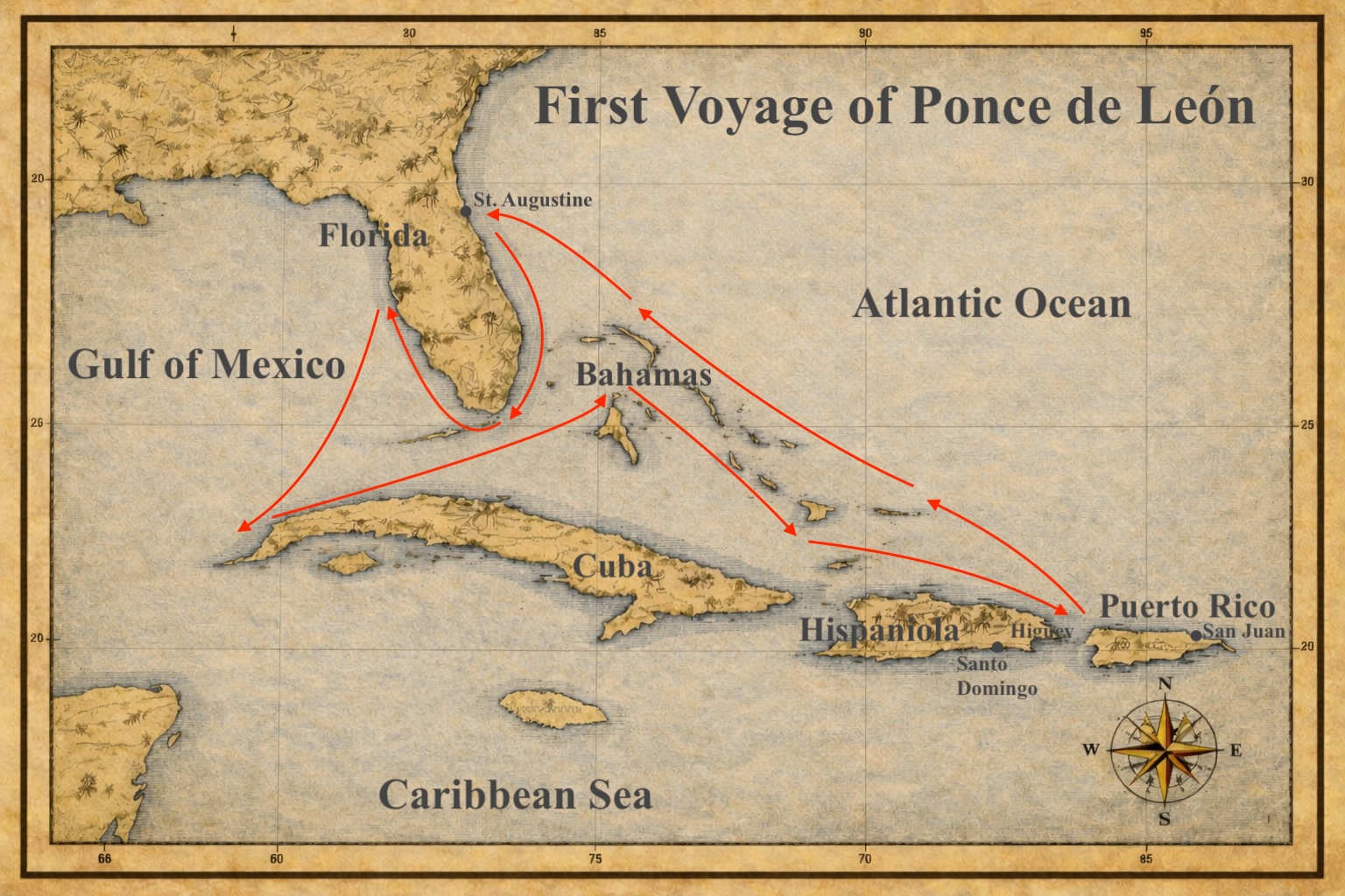 Juan Ponce De Le N Explorers Podcast Poncer Map 1 
