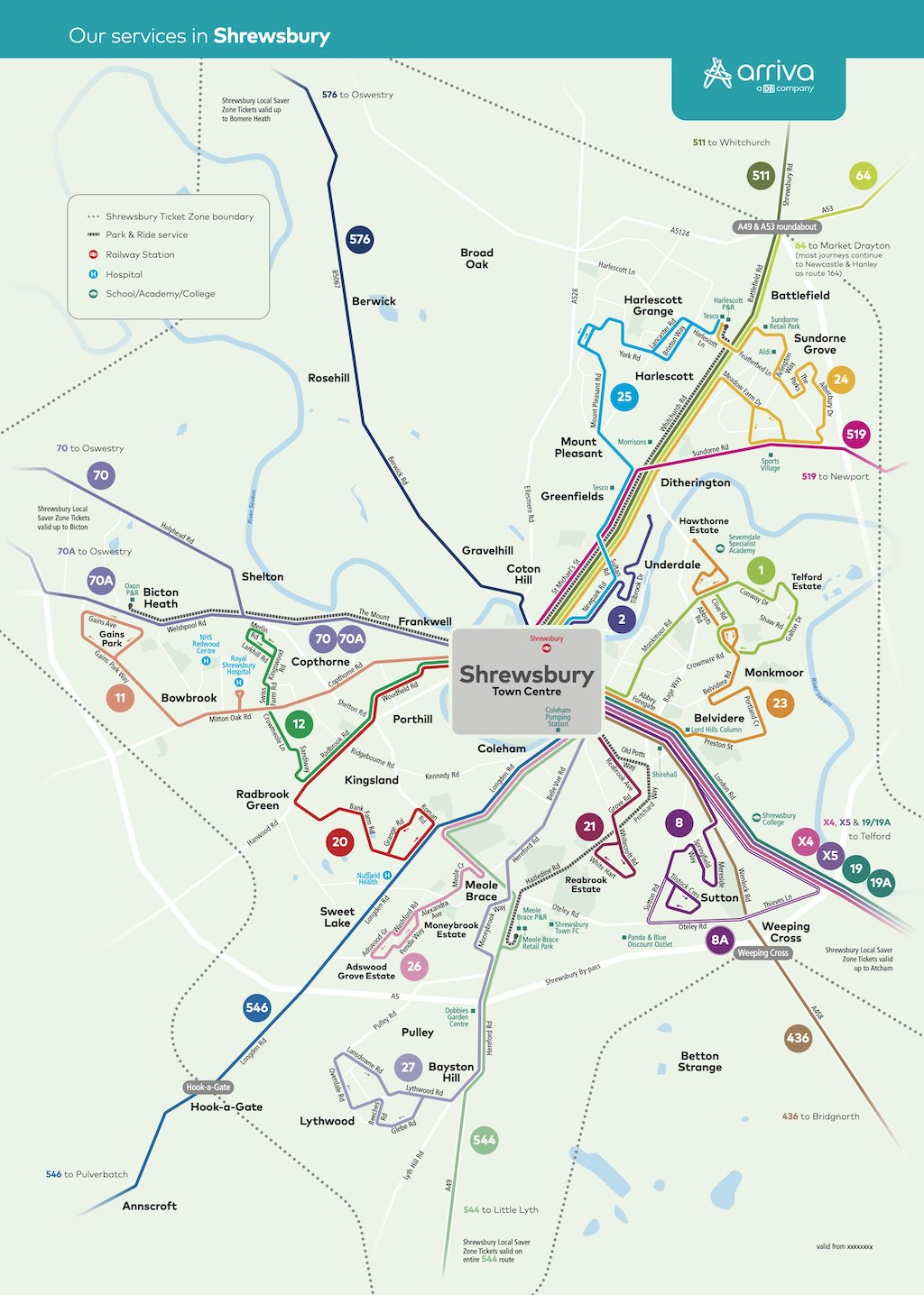 14 FREE Shrewsbury Maps Town Street View Historic Maps Bus Network Map 
