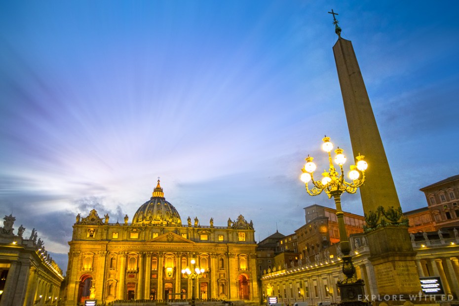 St Peter's Square at night