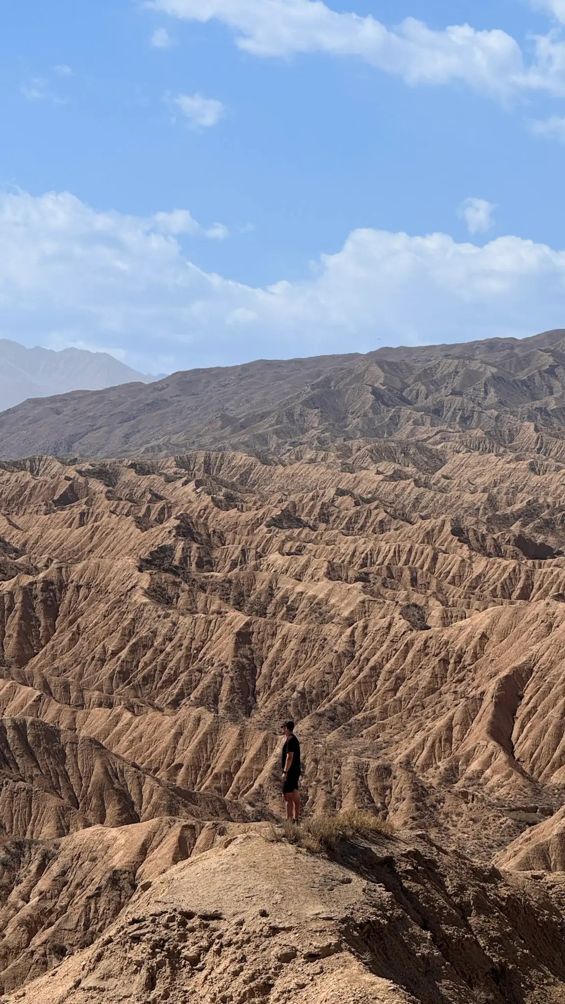 Formations rocheuses arides et crêtes découpées du canyon d'Ak Say.