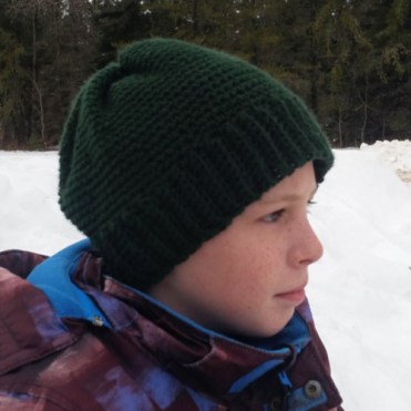 A hat I crocheted for my son, in his favorite color green.