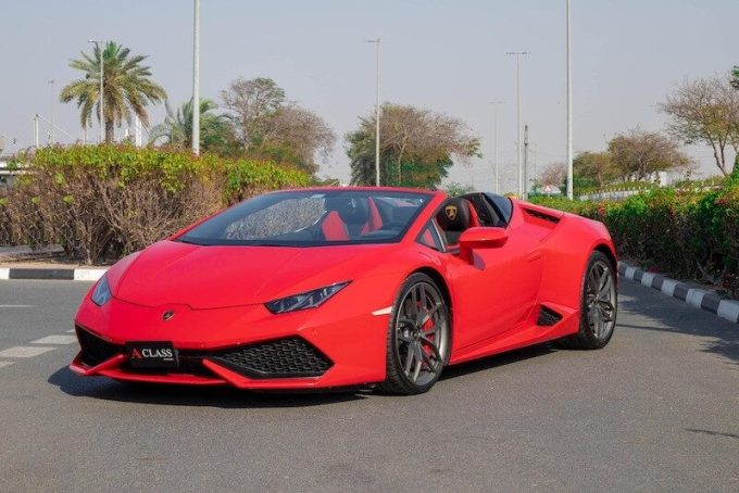 Red Lamborghini available for Dubai sports car rental