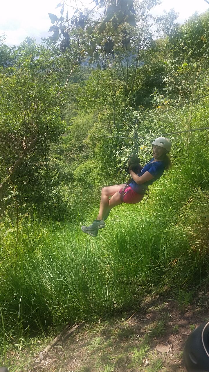 Zipline in canopy in Mindo Ecuador.