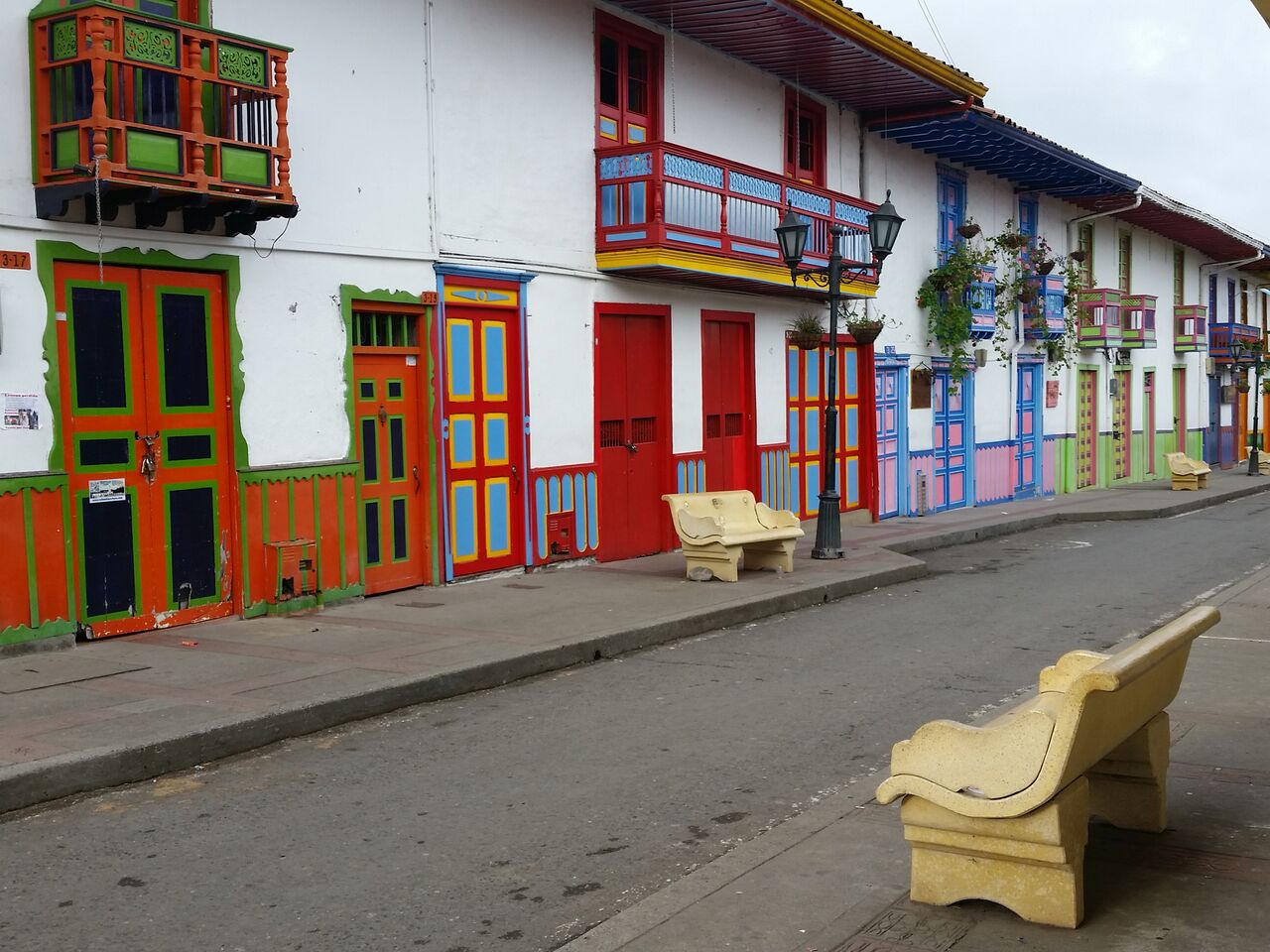 Colorful buildings in Salento Colombia.